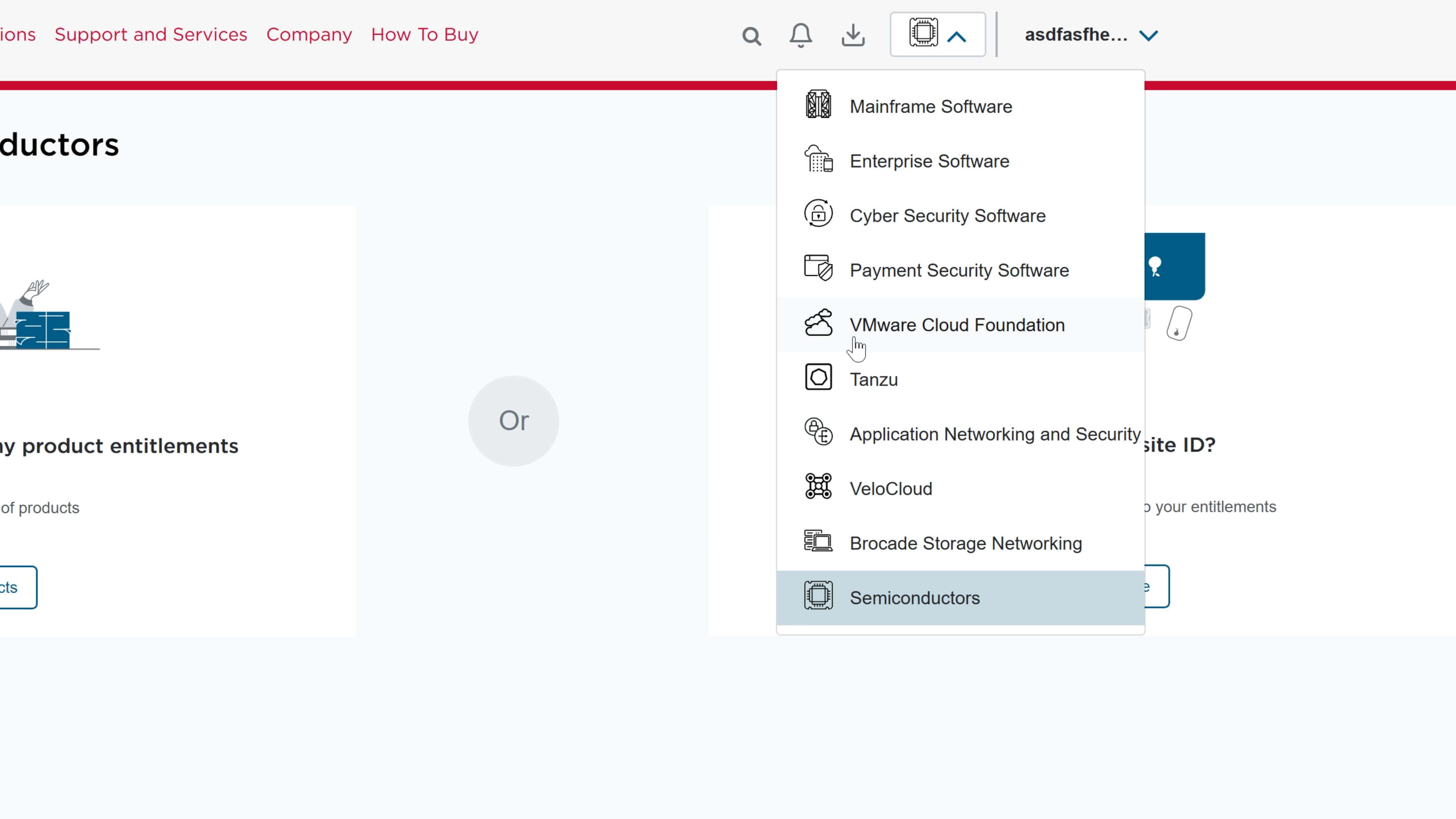 Selezione categoria VMware Cloud Foundation
