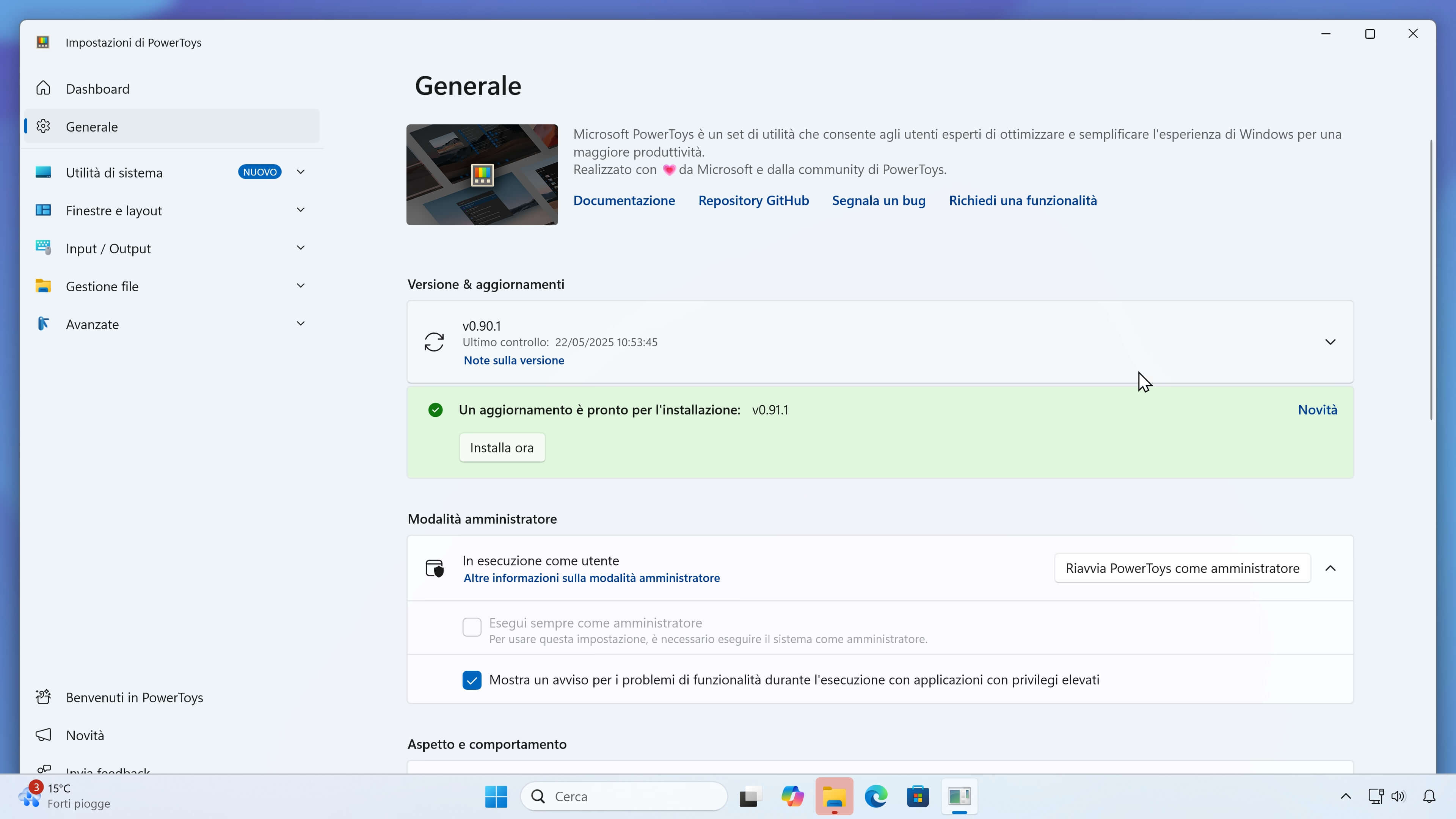 Aggiornare PowerToys